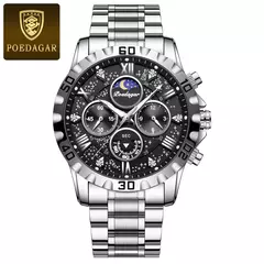 POEDAGAR-Relógio Quartz de Luxo Masculino, Impermeável, Luminoso, Aço Inoxidável, Cronógrafo, Relógio, Esportes, Homem - Wolf Magazine