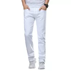 SHAN BAO-Jeans slim branco masculino, roupa confortável de algodão, elástico, casual, leve, de negócios, primavera, verão, 2022 - comprar online