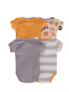 Recém-nascido manga curta em torno do pescoço macacão, onesies para bebês meninos e meninas, desenhos animados flores animais impressão, roupas infantis, 4pcs - Wolf Magazine