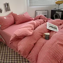 Conjunto de colcha de algodão lavada para dormitório estudantil, cama estilo japonês quadriculada outono e inverno, 4 unid - comprar online