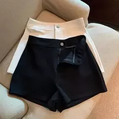 Shorts pretos apertados de cintura alta de emagrecimento linha A feminino, estilo coreano, elástico, calça quente, alta elasticidade, primavera, 2022 - loja online