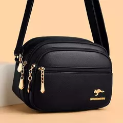 Imagem do Bolsa mensageiro de couro macio para mulheres, bolso múltiplo, resistente ao desgaste, bolsa feminina de luxo, bolsa de alta qualidade