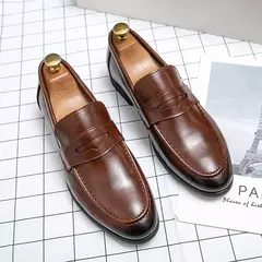 Mocassins de couro com slip-on masculino, sapatos casuais formais de negócios, sapatos marrons, tamanho grande 38-48, primavera e outono, 2024 - comprar online