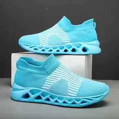 Imagem do Tênis respirável para homens e mulheres, tênis esportivo slip-on, tênis azul, meias de verão tamanho grande 48, moda de venda quente