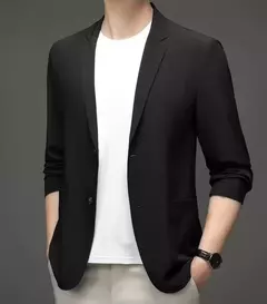 Casaco de peito único masculino, blazer masculino grande, casaco preto, tamanho grande e grande, simples e casual, roupas de primavera e verão, novidade em 2021 - loja online