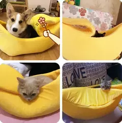 Banana gato cama casa engraçado bonito aconchegante gato esteira camas quente durável portátil pet cesta canil cão almofada gato suprimentos multicolorido - Wolf Magazine