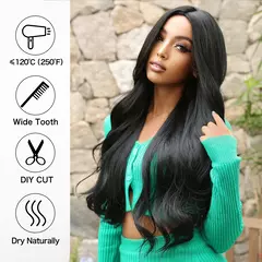 Imagem do Alan eaton perucas sintéticas longas e onduladas, para mulheres negras, marrom escuro, natural, meio, ondulado, diário, cosplay, cabelo, resistente ao calor