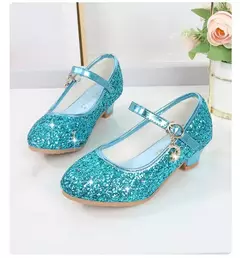 Sapato de salto alto de cristal infantil, sandálias de cristal, fivela, princesa sapato de dança, desempenho estudantil, couro, meninas, moda
