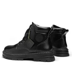 Botas casuais de cano alto masculinas, bota masculina de motocicleta, calçado de trabalho com renda, ruibarbo robusto, retrô, inverno - loja online