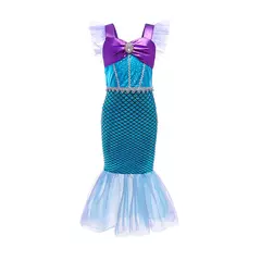 Meninas escala roxa princesa sereia ariel cosplay vestido de halloween vestido de festa de aniversário meninas verão praia vestido de férias na internet