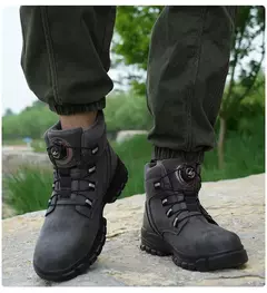 Botas de segurança impermeáveis para homens, Botas de trabalho em aço indestrutível, Anti-Smash, Resistente a facadas, Sapatos de motociclista - comprar online