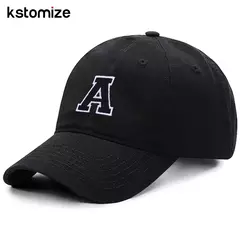 Imagem do Boné bordado de algodão macio, letra inicial A-Z Snapback Caps para homens e mulheres, elegante equipe esporte viseiras, preto, alta qualidade