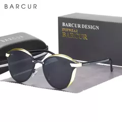 BARCUR-Óculos de sol redondos polarizados para mulheres, Catmore Sun Glass, acessório para óculos femininos, proteção UVAB