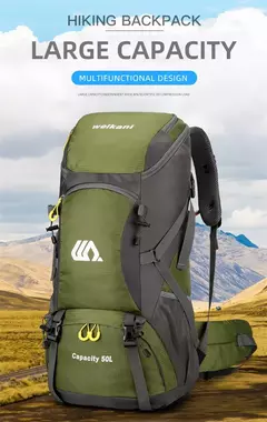 Mochila de viagem impermeável para homens, grande bolsa de caminhada, mochila turística, esportes ao ar livre escalada montanhismo, saco de bagagem 50L - comprar online