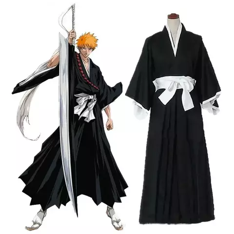 Bleach Kuchiki Rukia Cosplay Trajes Kurosaki Ichigo Die Pa Soul Society Shinigami Kimono Roupa Completa Mil Anos Guerra Sanguínea