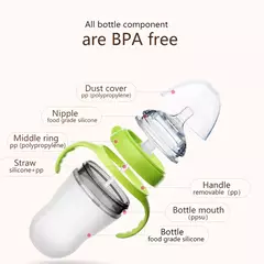 Garrafa de silicone para bebês tipo leite suave com alça, design tipo leite materno, novo, 0 a 36 meses, 240ml, 150ml - comprar online
