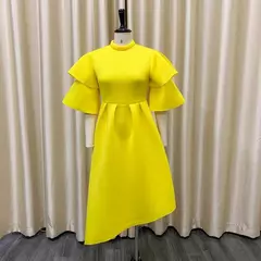 Vestido longo de babados fairyshely sólido para mulheres, manga curta, grande e grande, festa de verão para mulheres, vestido curvilíneo apertado, tamanho grande, 2021