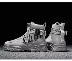 Botas masculinas 2024 novo outono dedo do pé redondo alta bunda plataforma de fundo grosso botas na moda grande 46 rendas até aumento de altura botas ao ar livre - Wolf Magazine