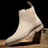 Botas de couro genuíno de camurça masculina retrô, bota curta no tornozelo, s