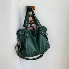 Bolsas de ombro pretas de grande capacidade para mulheres, bolsa de compras monocromática, couro macio, bolsa crossbody, sacola de viagem senhora - loja online