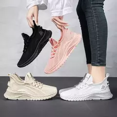 Sapatos esportivos respiráveis para mulheres, tênis casuais, mocassins com renda, malha de malha, moda feminina, marca designer, 2024 na internet