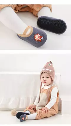 Meias internas quentes antiderrapantes para crianças, sapatos de bebê, meninos e meninas, parque de diversões, jardim de infância, bebê