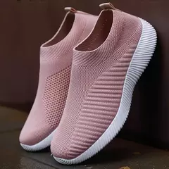 Sapatos rasos elásticos respiráveis para mulheres, tênis leves, calçados esportivos, primavera e verão na internet