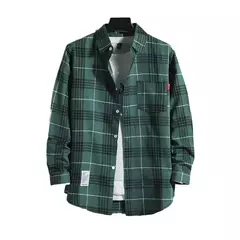 2020insplaid camisa masculina estilo hong kong outerwear coreano na moda versátil manga longa topo para homens da moda - loja online