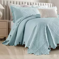 Colcha acolchoada com fronha, 100% algodão, bordado Quilt Set, queen size, tampa da cama, cobertor do verão, tamanho duplo, 3pcs - Wolf Magazine