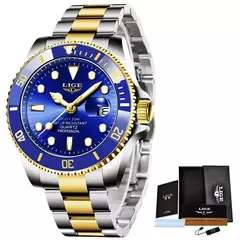 Imagem do LIGE-Relógio Masculino Impermeável Esporte, Relógio Quartzo, Relógio de Data, 30ATM, Top Brand, Moda Luxo, Mergulhador