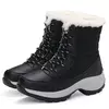 Botas antiderrapantes impermeáveis para mulheres, plataforma volumosa, sapatos de neve quentes, plus size, casual, ao ar livre, inverno