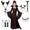 Traje de halloween para crianças fantasia de vampiro fantasia de halloween meninas vestido tutu longo roupa de carnaval infantil roupas de penas góticas