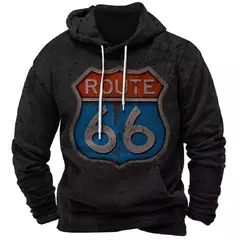 Imagem do Homens e mulheres Route 66 3D Print Hoodies, moletons vintage, fatos de treino, roupas masculinas, moda