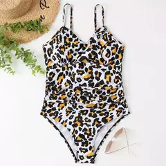 OIINAA-maiô feminino de peça única, maiô sexy sólido plissado, bodysuit estampado leopardo, conjunto de biquíni, moda verão, moda praia nova - loja online