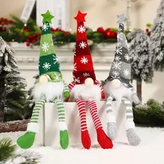 Imagem do Natal Faceless Doll Gnome Ornamentos, Luz LED, Pelúcia, Artesanato de tricô, Decoração pendente, Decorações para crianças, Presente