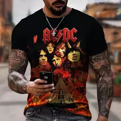 Camiseta personalizada impressa em 3D para música rock, casual confortável, hip-hop, manga curta, tendência da moda verão