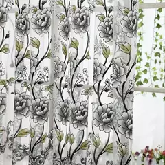 Peony Tule Cortinas para Porta e Janela da Cozinha, Jacquard Sheer Voile, Cortinas de Fios, Sala e Quarto, 100x200cm, Y, 1PC