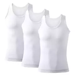 3 pçs regata masculina de algodão undershirts respirável sólido colete roupa interior wear verão sem mangas tanque a-camisa exercício fitness - loja online