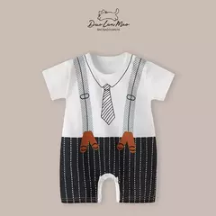 Macacão fino dos desenhos animados para bebês meninos e meninas, macacão de manga curta, macacão infantil recém-nascido, traje de verão, novo, 0-2 anos