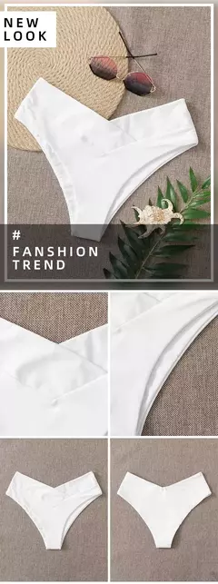 Imagem do Tanga brasileira de biquíni para mulheres, semi-banho, roupa de praia sexy V cheeky, banho preto para senhoras, natação