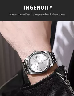 CHRONOS-Relógio de pulso masculino quartzo em aço inoxidável, impermeável, data luminosa, luxo, relógio masculino, Top Brand na internet
