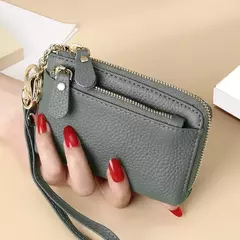 Imagem do Royal Bagger-carteira curta para mulheres, couro genuíno de vaca, bolsa de embreagem fofa, porta-moedas com zíper, porta-cartão com chaveiro, na moda