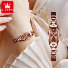 OLEVS-Mulheres Rose Gold Quartz Relógios De Pulso, Senhoras Relógios De Diamante, Pulseira De Aço De Tungstênio, Impermeável, Nobre, 5501 - Wolf Magazine