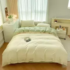 Conjunto de cama de tecido com escova de cor sólida, 2 lados, 4 peças, capa de edredom, fronha, lençol, colcha, único, queen, king size