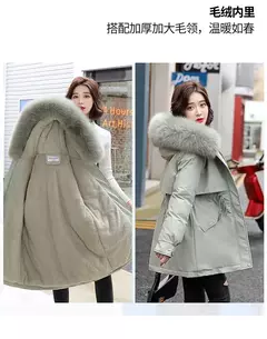 Parka longa de lã com capuz feminino com gola de pele, casaco fino, roupas acolchoadas, neve quente, moda inverno, novo, 2023 - Wolf Magazine