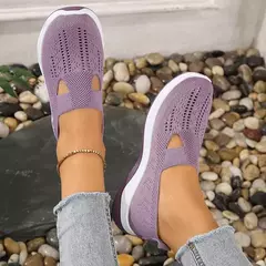 Sapatos mistos de tricô elástico para mulheres, mocassins de plataforma respirável de malha externa, sapatilhas leves resistentes ao desgaste, verão - comprar online