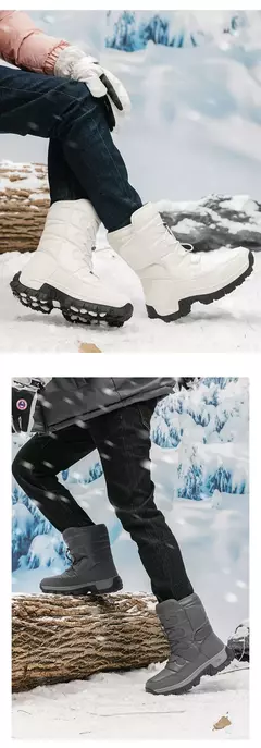 Imagem do Botas de neve de pelúcia quente para homens, botas impermeáveis de motocicleta, botas antiderrapantes, top alto, novo, inverno