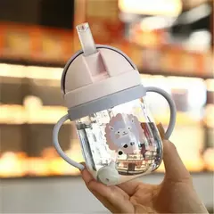 Copo de alimentação do bebê com palha, Crianças aprendem bebendo garrafa, Kids Training Cup, 250ml - Wolf Magazine