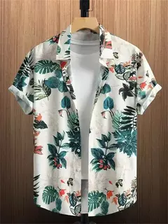 Camisa de praia de manga curta masculina, estampada flores 3D, tops respiráveis, festa ao ar livre, verão, novo, S-5XL, 2022 - Wolf Magazine