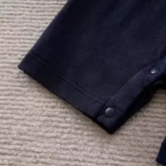 Imagem do Bodysuit confortável do bebê do algodão para meninos e meninas, manga curta, pescoço redondo, navegador bonito, verão
